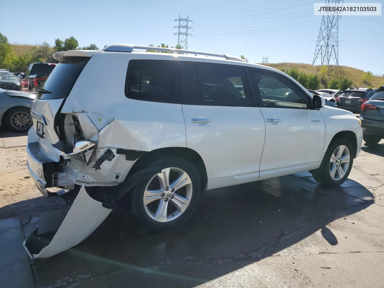 2008 Toyota Highlander Limited VIN: JTEES42A182103503 Lot: 72807384