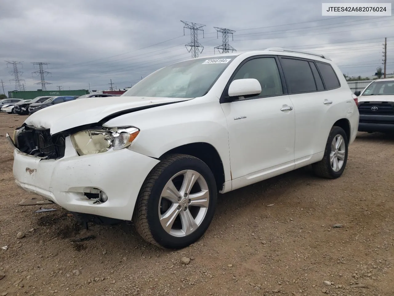 2008 Toyota Highlander Limited VIN: JTEES42A682076024 Lot: 72966194