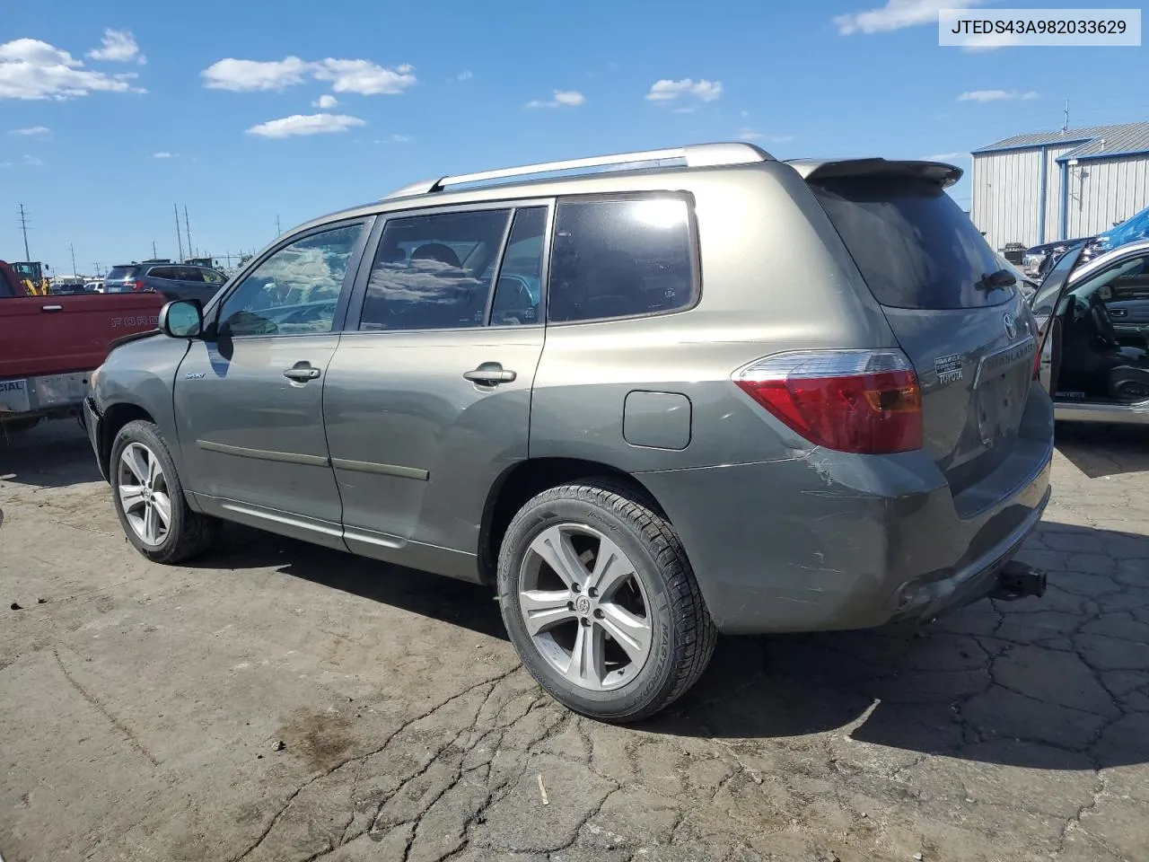 2008 Toyota Highlander Sport VIN: JTEDS43A982033629 Lot: 73007484