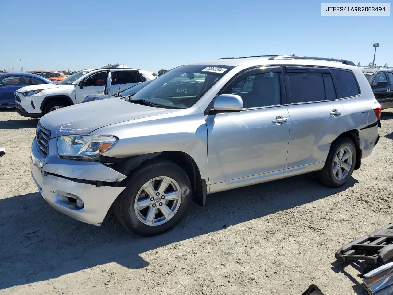 2008 Toyota Highlander VIN: JTEES41A982063494 Lot: 73060504