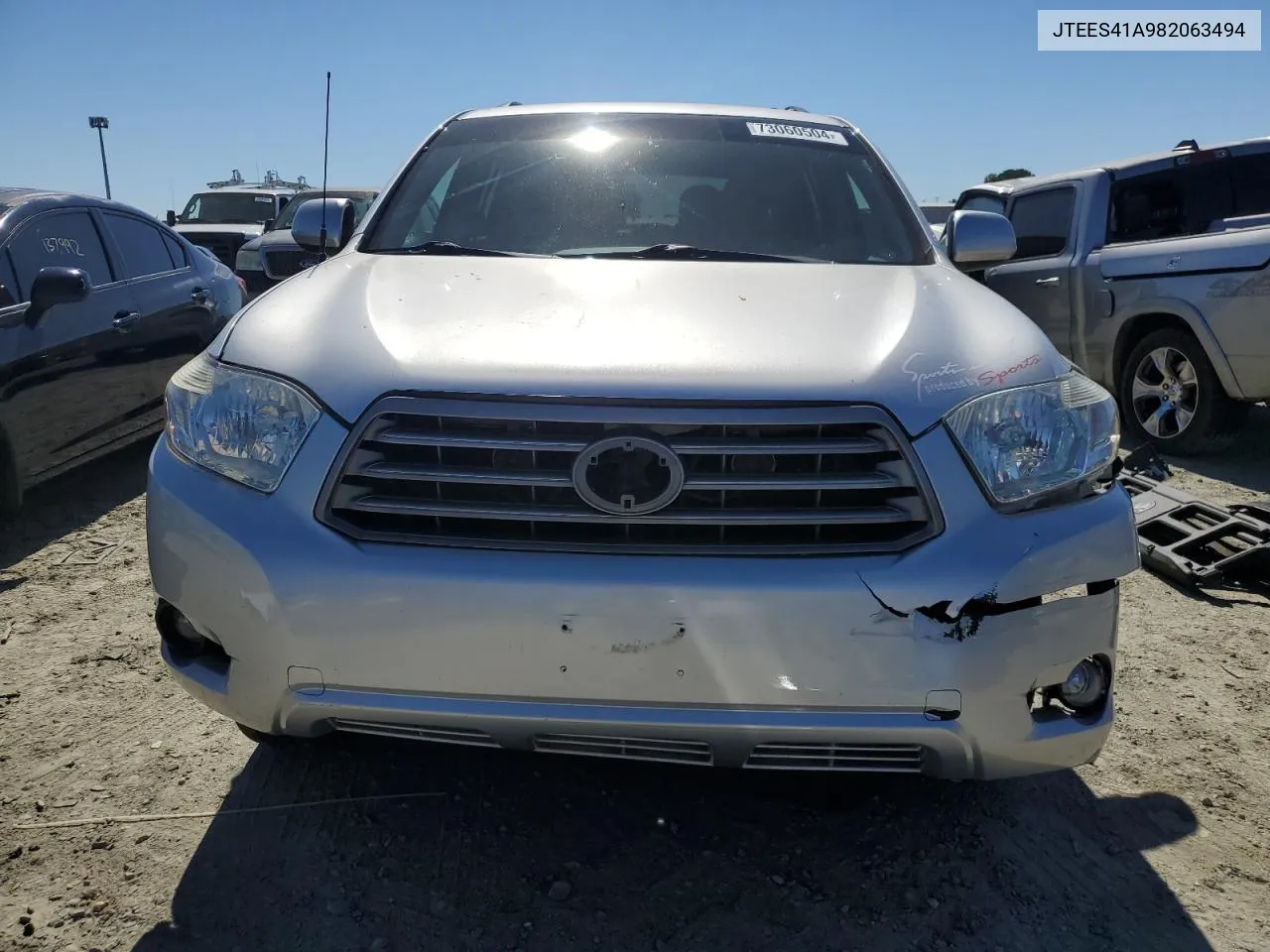 2008 Toyota Highlander VIN: JTEES41A982063494 Lot: 73060504