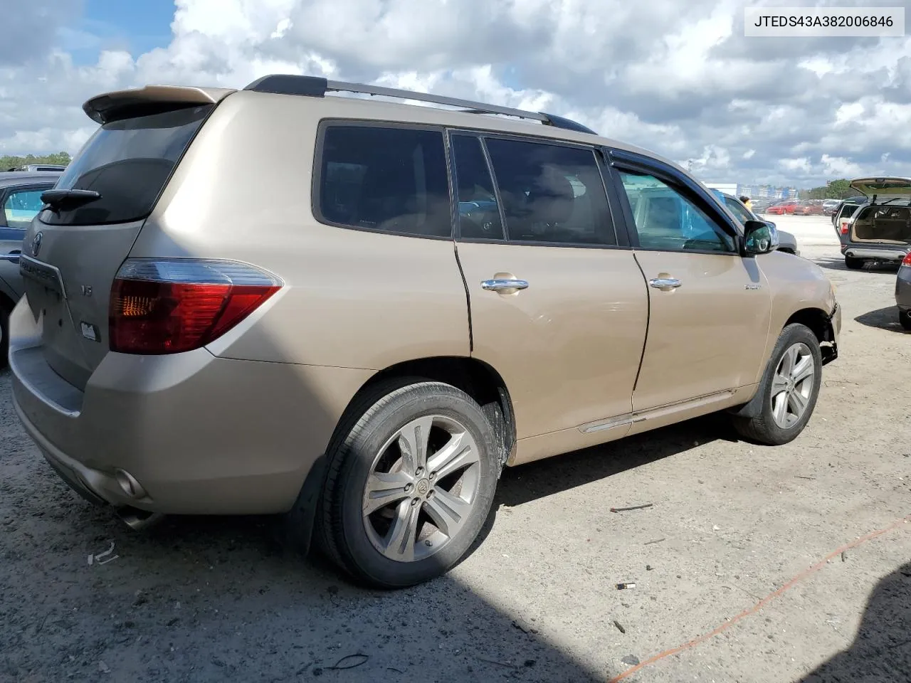 2008 Toyota Highlander Sport VIN: JTEDS43A382006846 Lot: 73580924