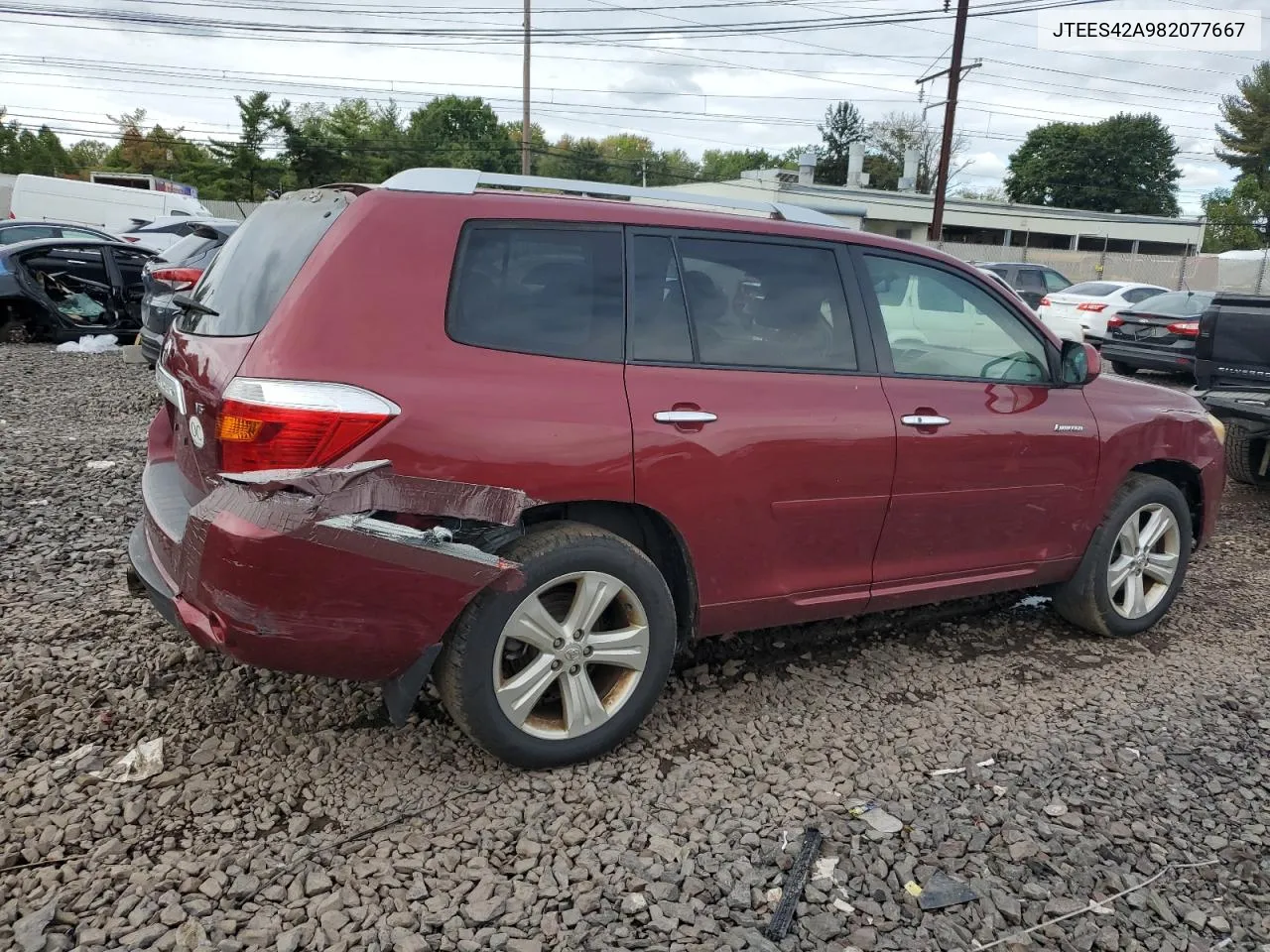 2008 Toyota Highlander Limited VIN: JTEES42A982077667 Lot: 73914304