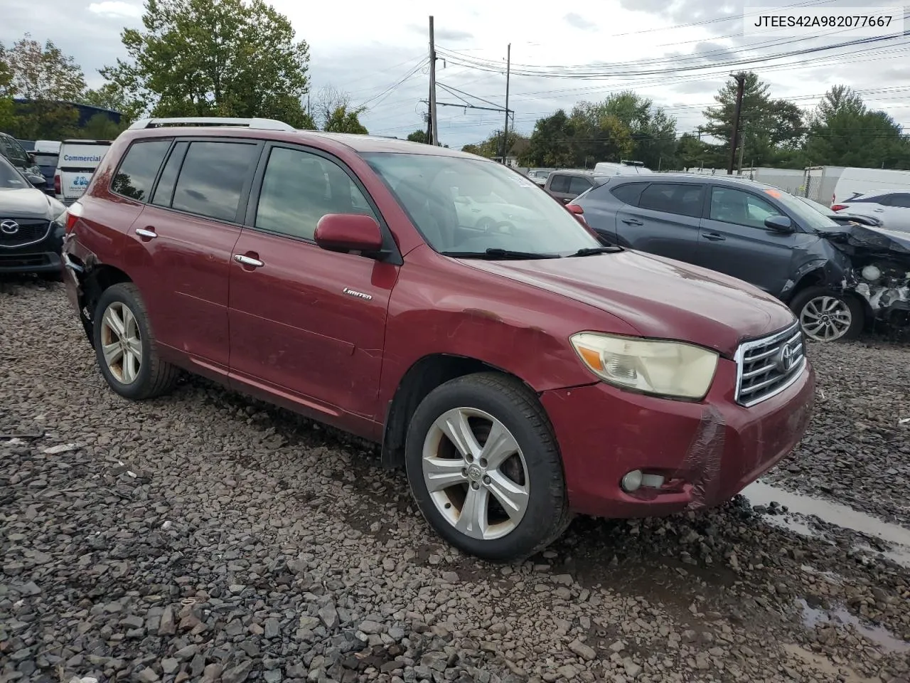 2008 Toyota Highlander Limited VIN: JTEES42A982077667 Lot: 73914304