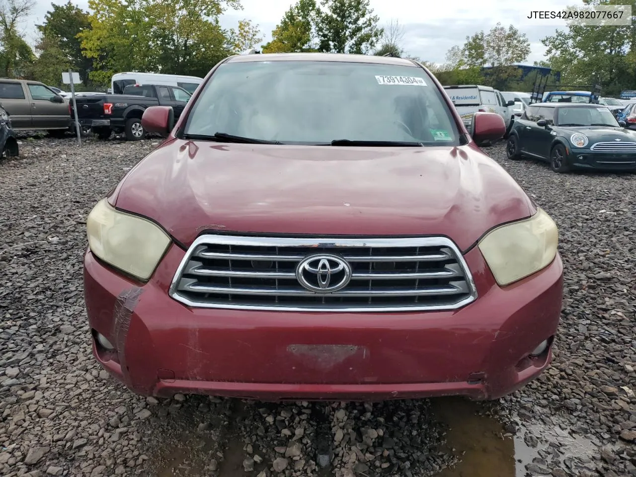 2008 Toyota Highlander Limited VIN: JTEES42A982077667 Lot: 73914304