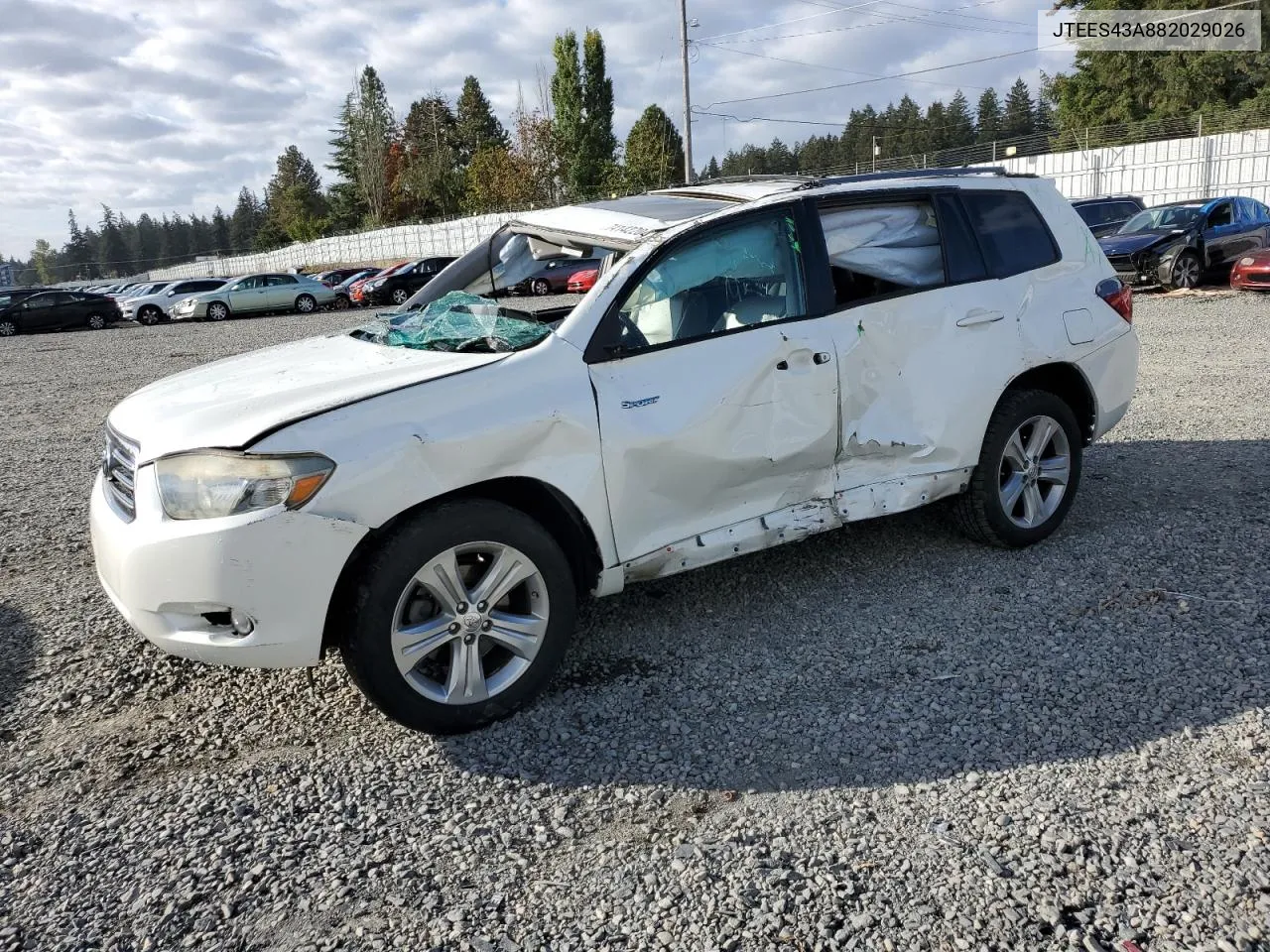 2008 Toyota Highlander Sport VIN: JTEES43A882029026 Lot: 74142204