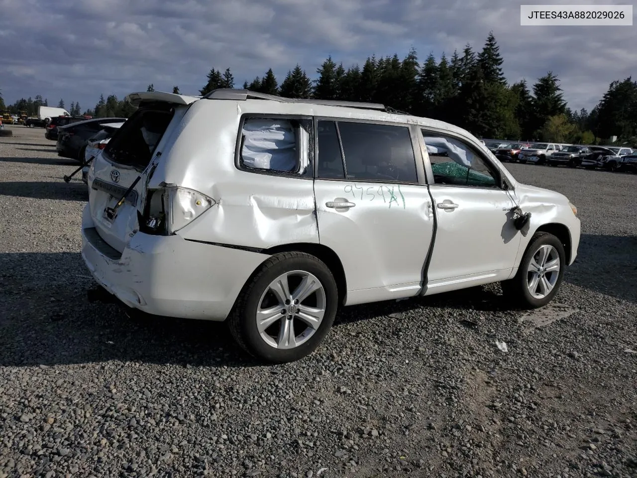 2008 Toyota Highlander Sport VIN: JTEES43A882029026 Lot: 74142204