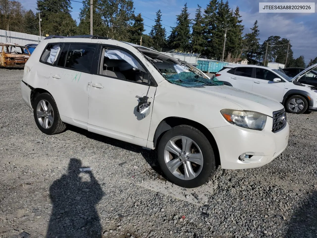 2008 Toyota Highlander Sport VIN: JTEES43A882029026 Lot: 74142204