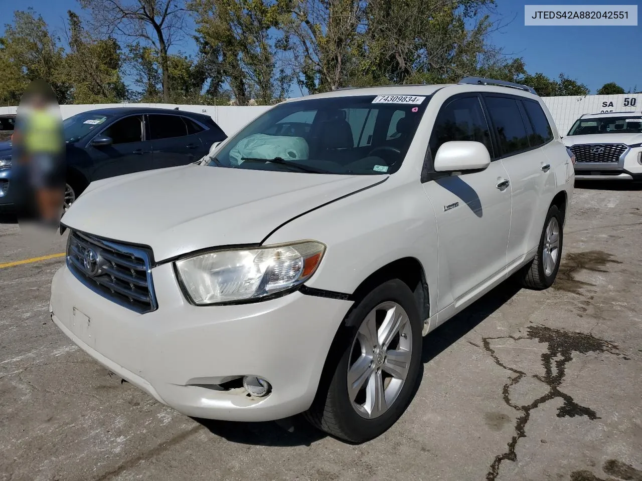 2008 Toyota Highlander Limited VIN: JTEDS42A882042551 Lot: 74309834