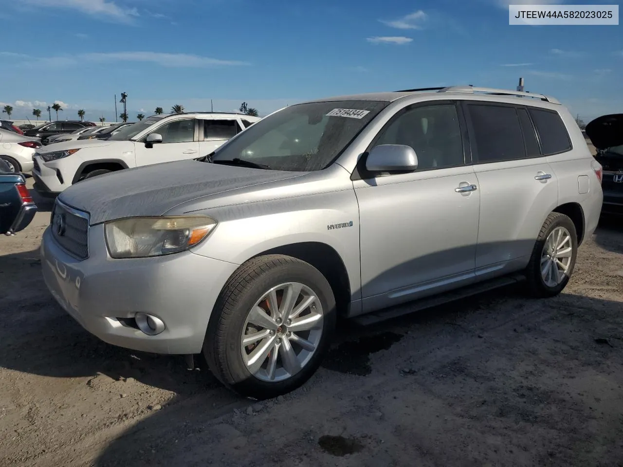 2008 Toyota Highlander Hybrid Limited VIN: JTEEW44A582023025 Lot: 75194344