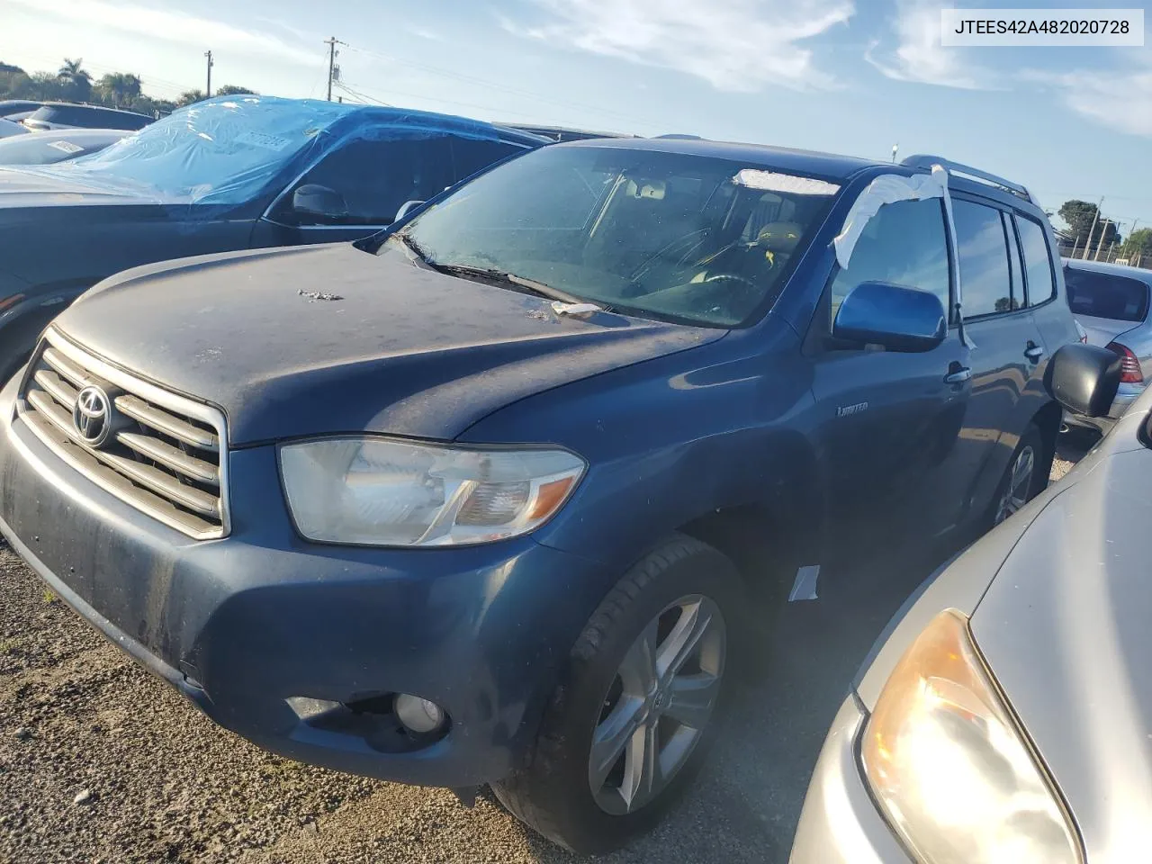 2008 Toyota Highlander Limited VIN: JTEES42A482020728 Lot: 75227634