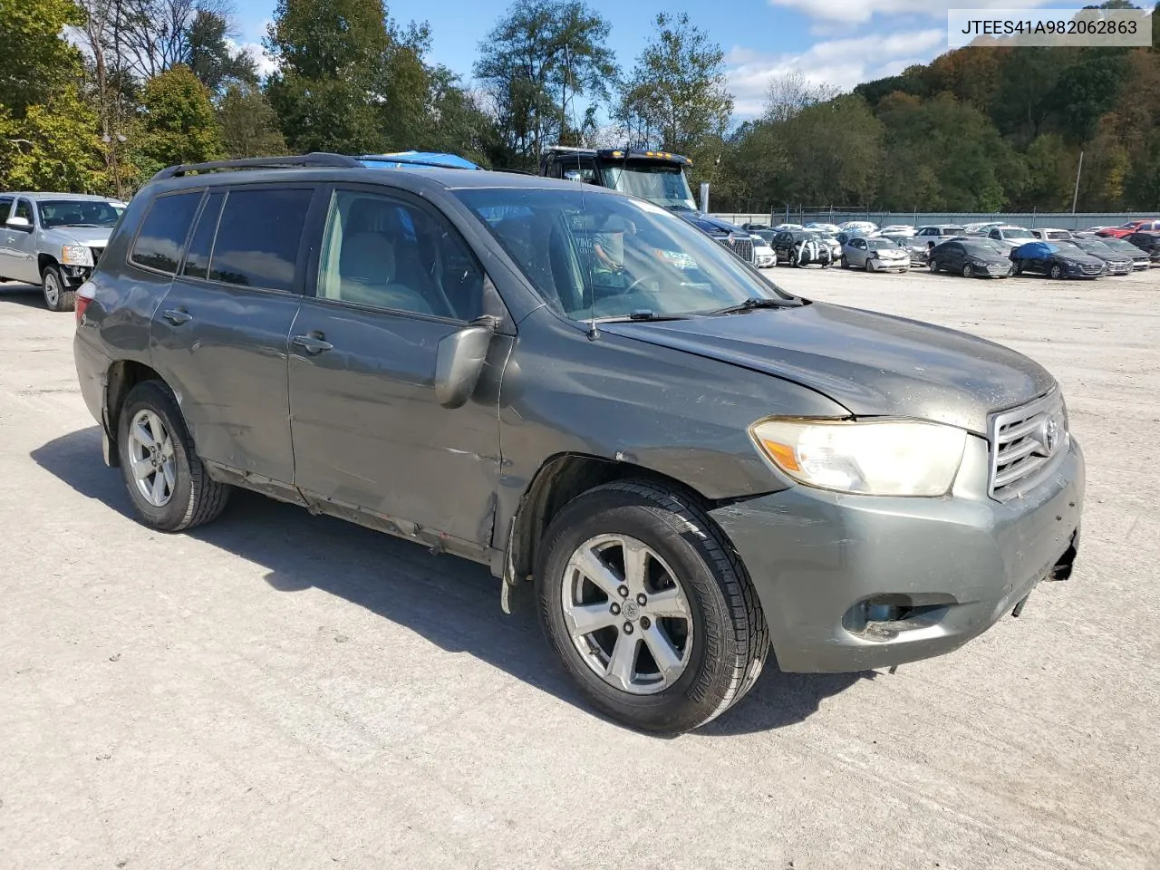 2008 Toyota Highlander VIN: JTEES41A982062863 Lot: 75329154