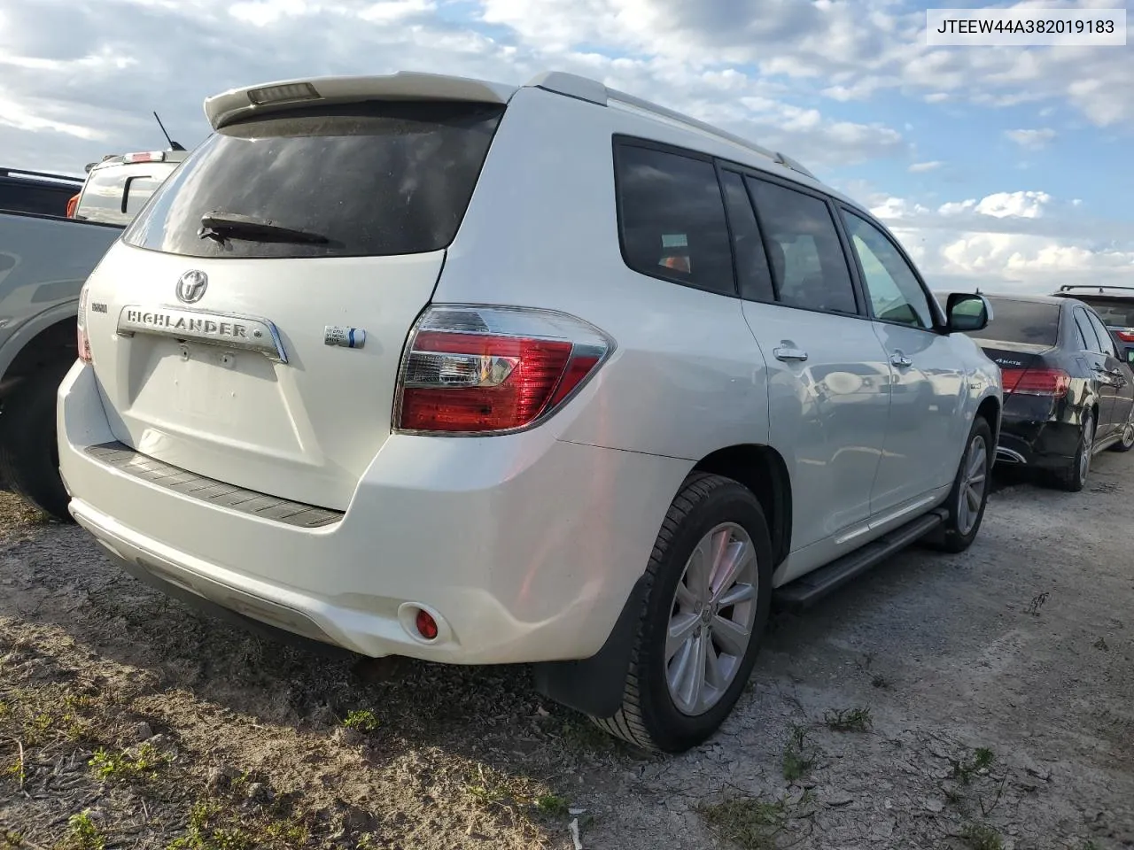 2008 Toyota Highlander Hybrid Limited VIN: JTEEW44A382019183 Lot: 76129494