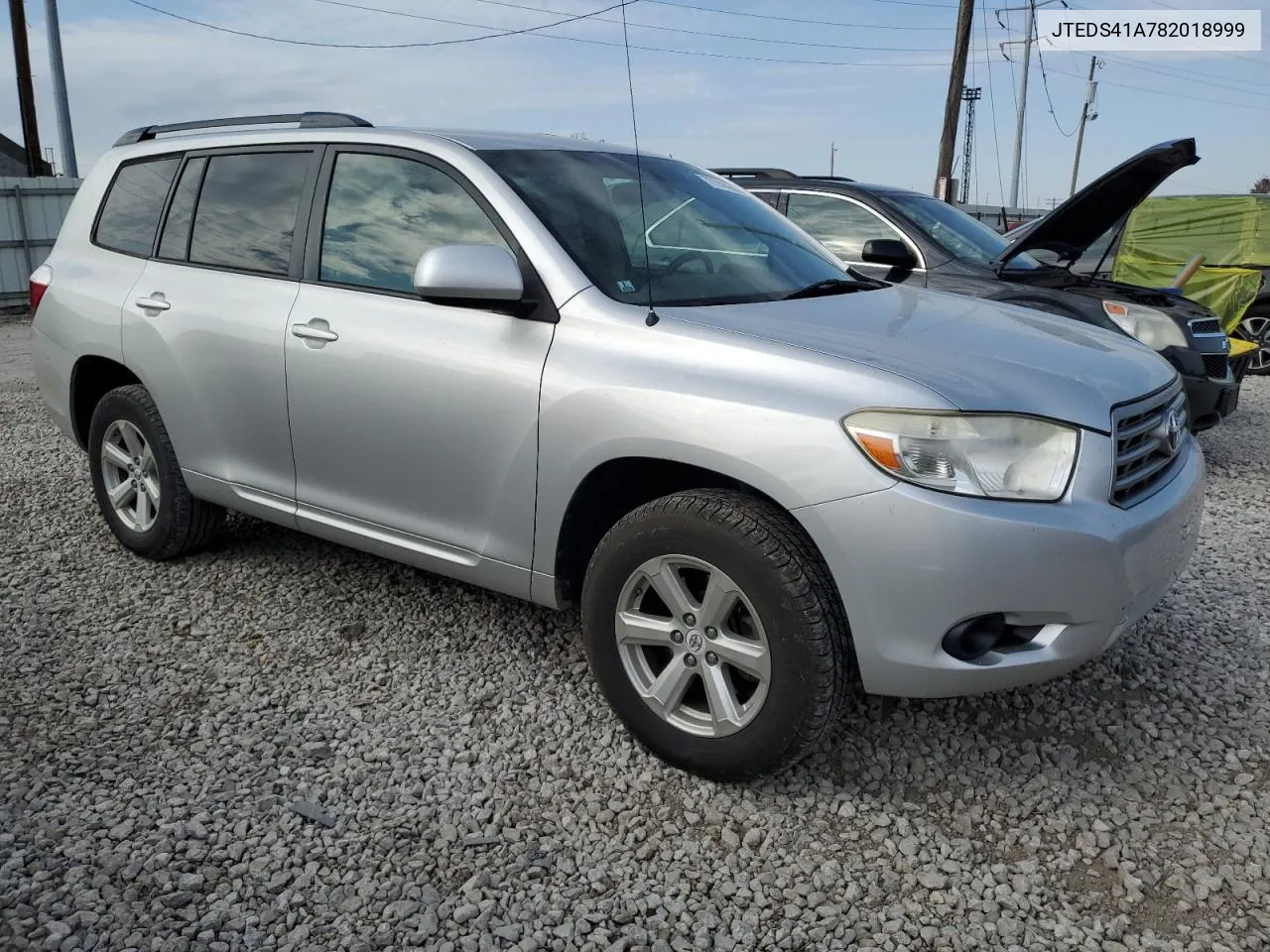 2008 Toyota Highlander VIN: JTEDS41A782018999 Lot: 77741454