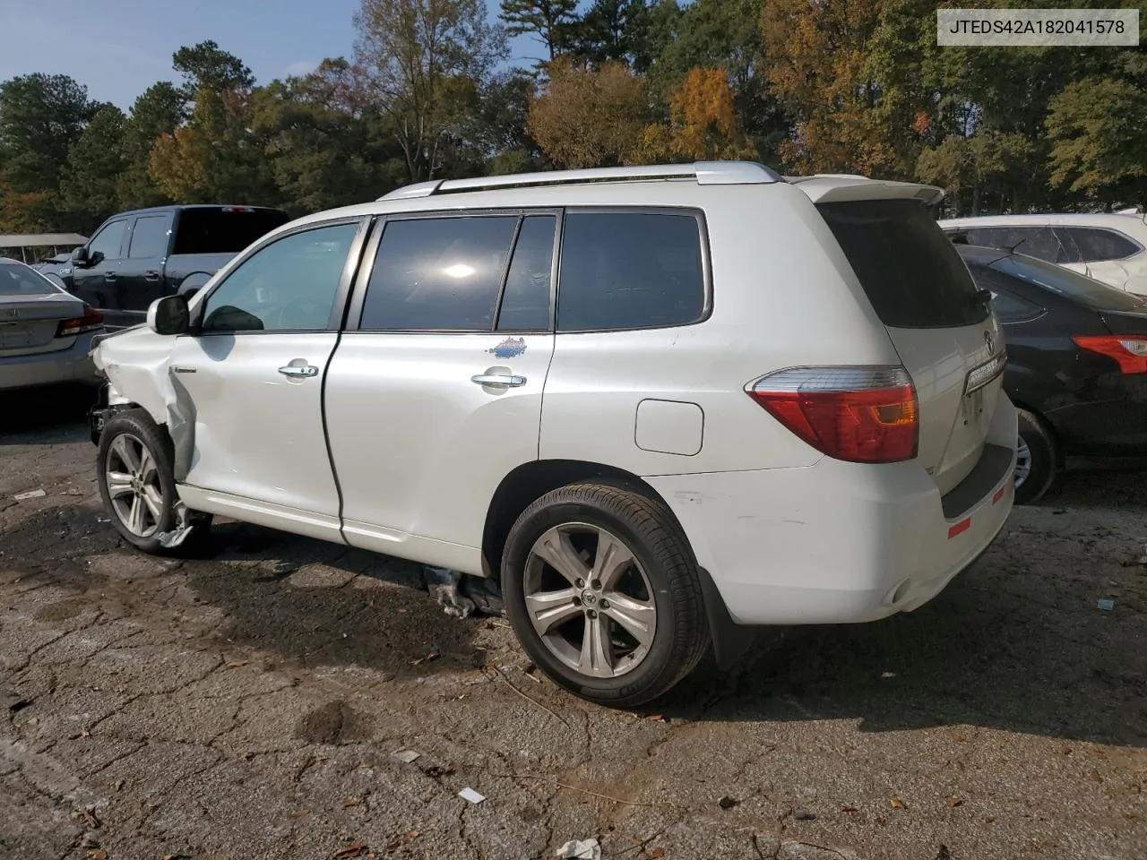 2008 Toyota Highlander Limited VIN: JTEDS42A182041578 Lot: 77771754