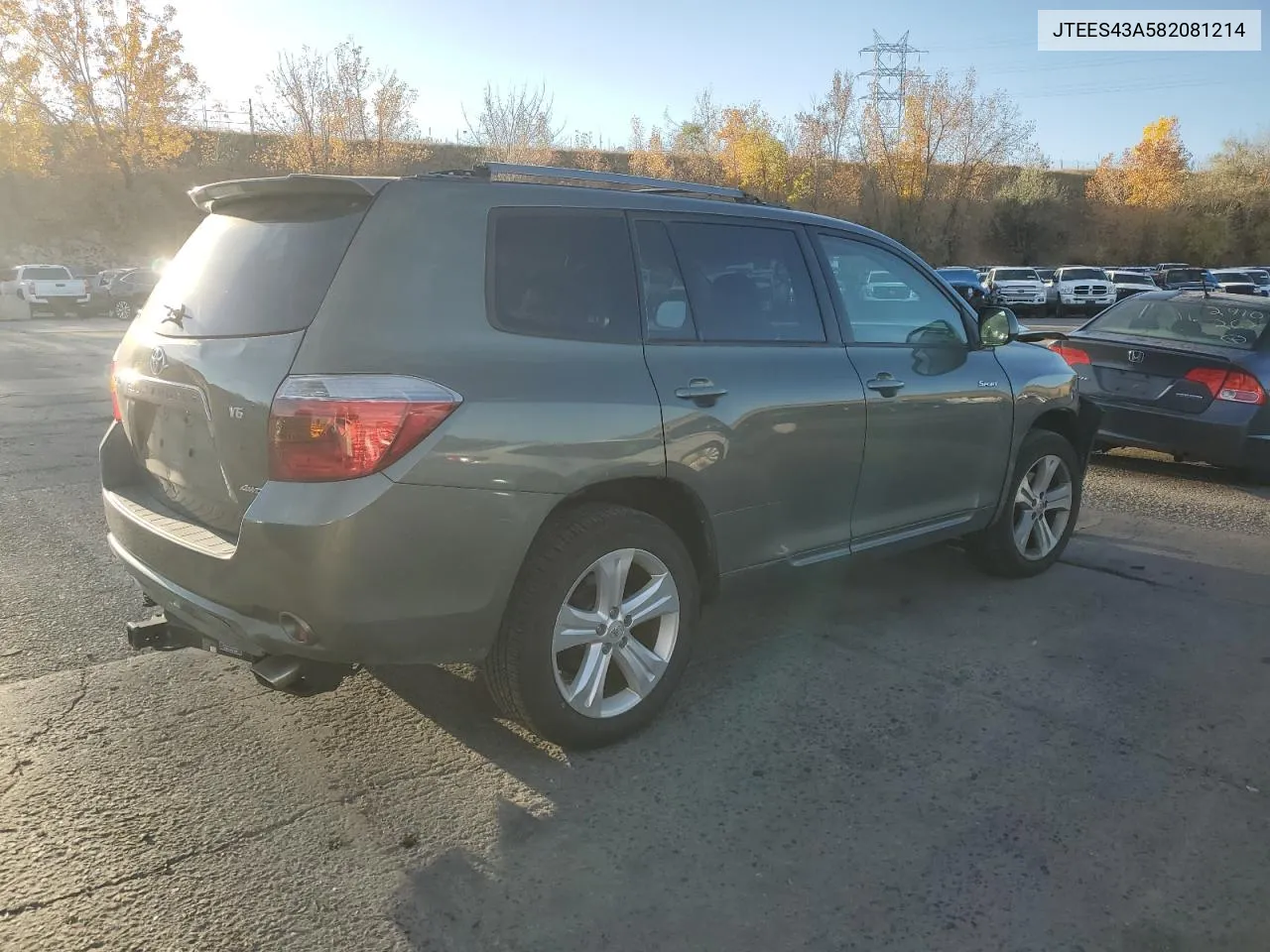 2008 Toyota Highlander Sport VIN: JTEES43A582081214 Lot: 77871794