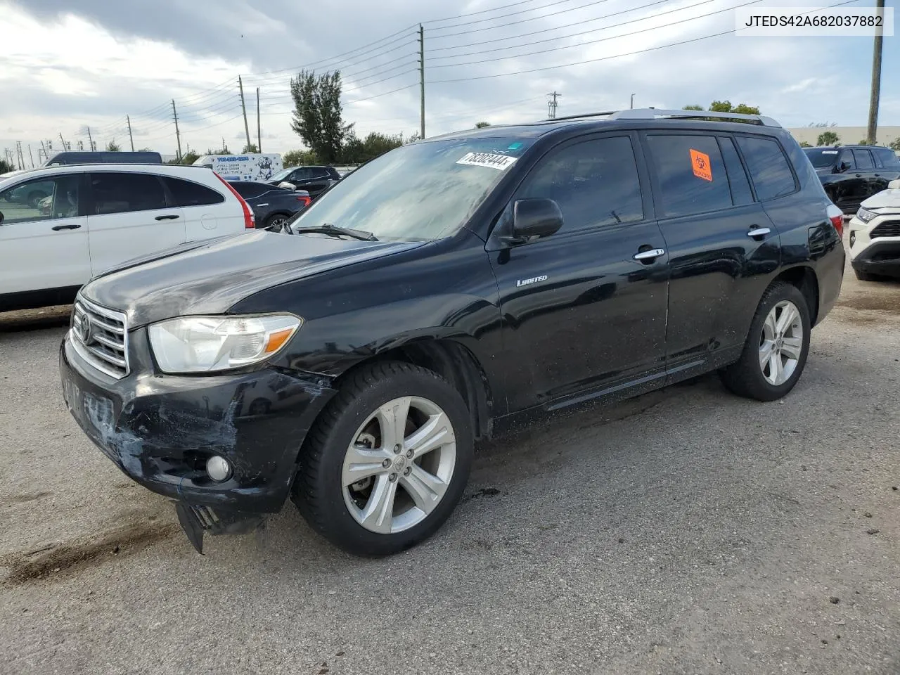 2008 Toyota Highlander Limited VIN: JTEDS42A682037882 Lot: 78202444