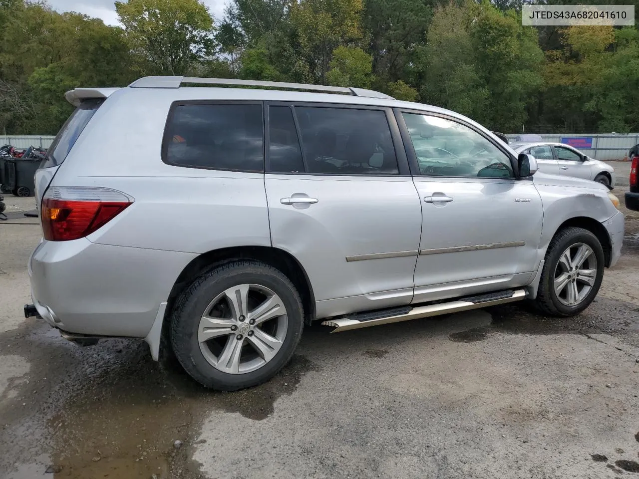 2008 Toyota Highlander Sport VIN: JTEDS43A682041610 Lot: 78266874