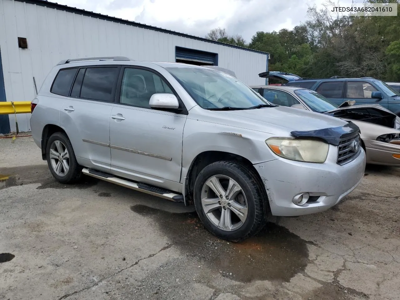 2008 Toyota Highlander Sport VIN: JTEDS43A682041610 Lot: 78266874