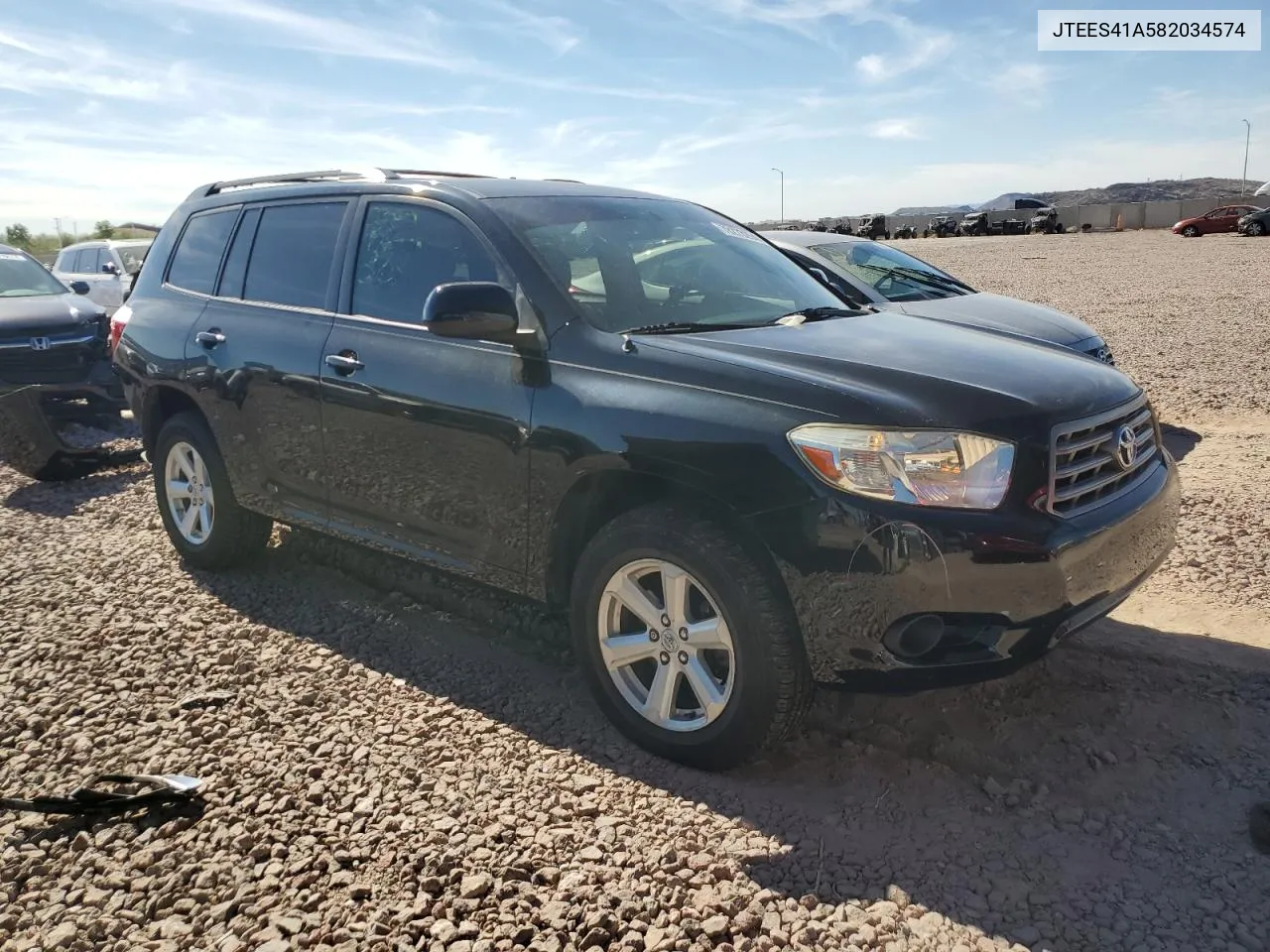 2008 Toyota Highlander VIN: JTEES41A582034574 Lot: 78273264