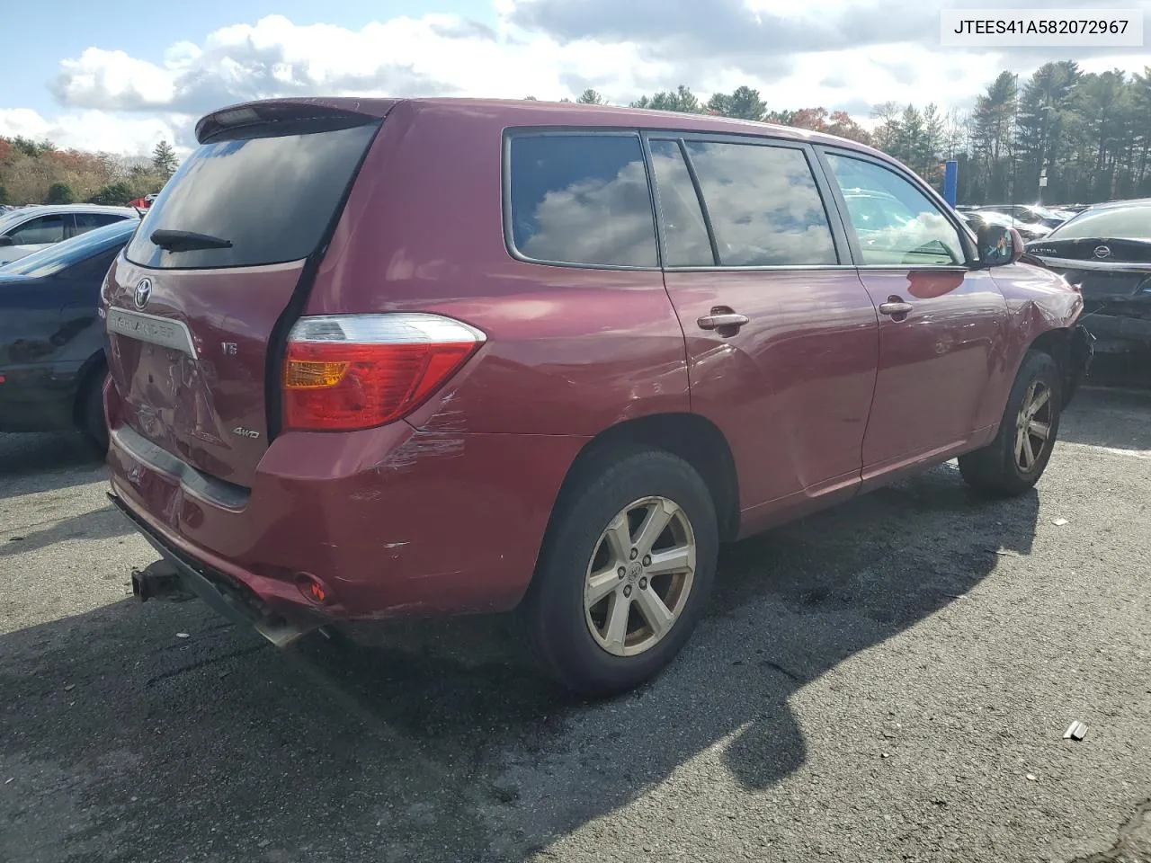 2008 Toyota Highlander VIN: JTEES41A582072967 Lot: 78387444