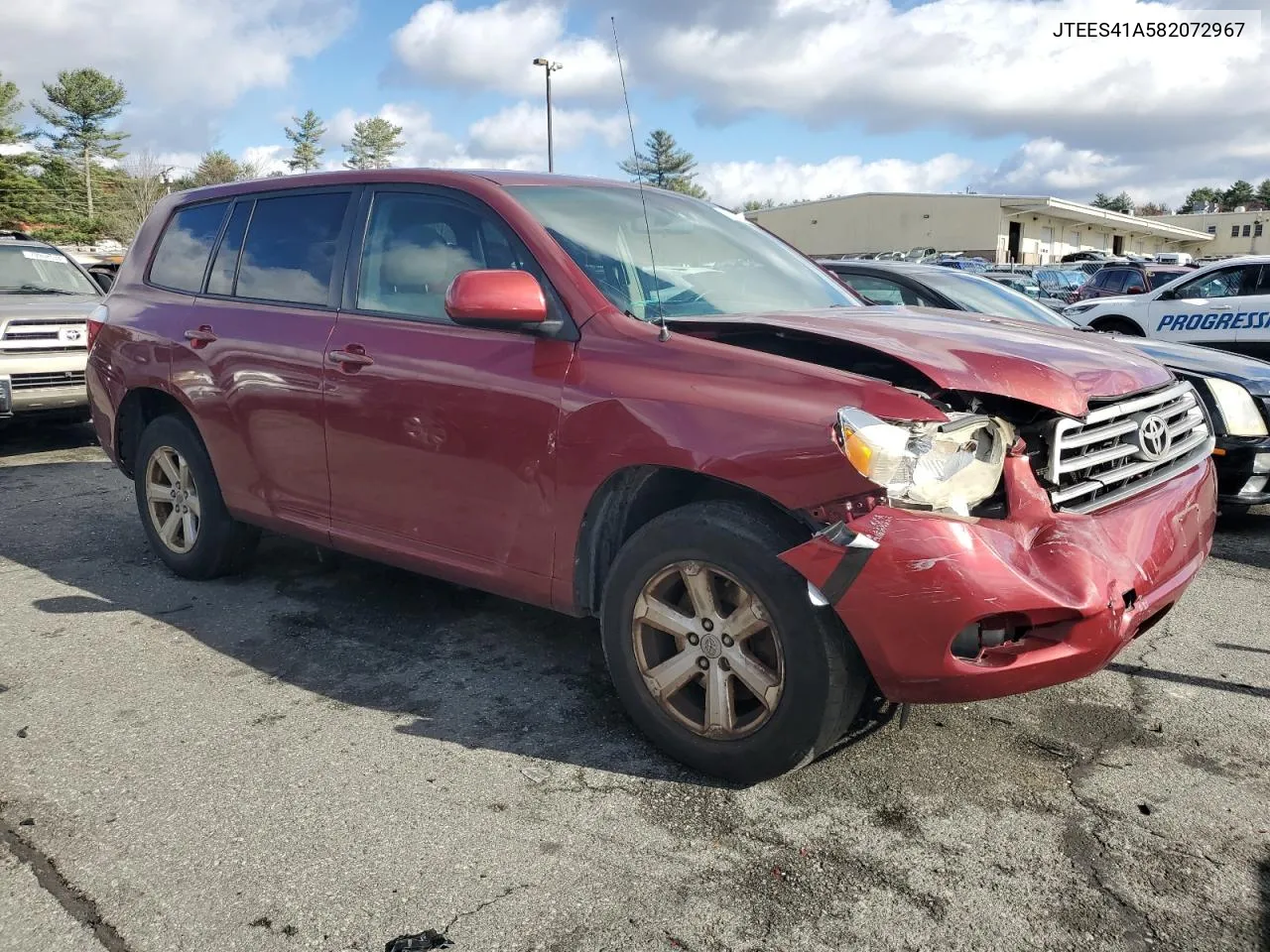 2008 Toyota Highlander VIN: JTEES41A582072967 Lot: 78387444