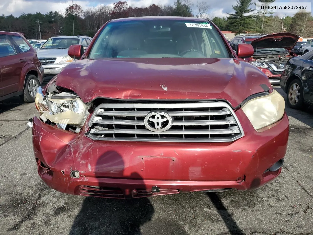 2008 Toyota Highlander VIN: JTEES41A582072967 Lot: 78387444