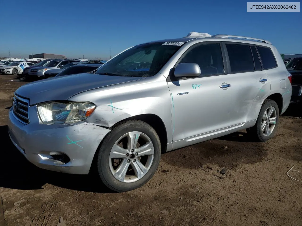 2008 Toyota Highlander Limited VIN: JTEES42AX82062482 Lot: 79378294