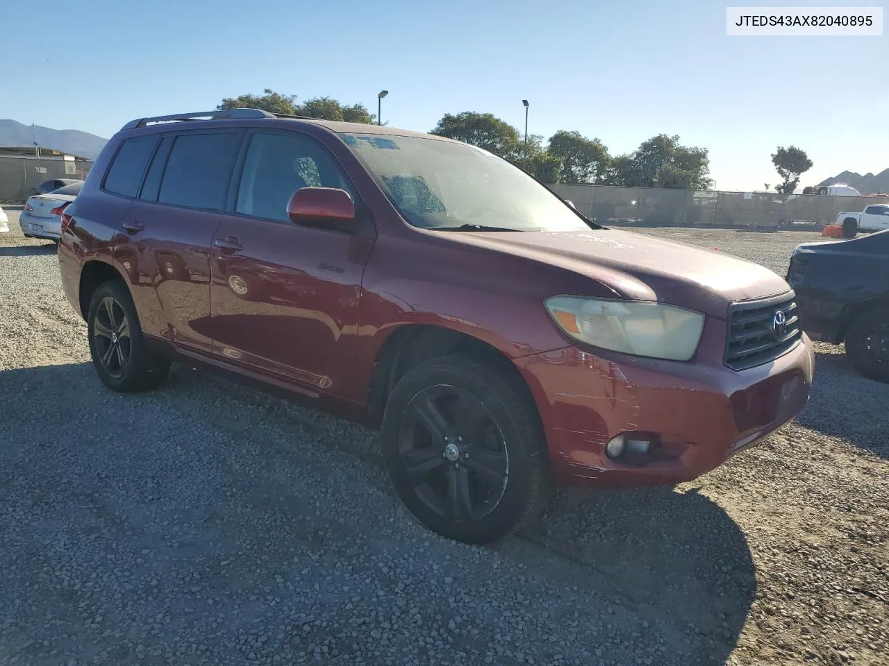 2008 Toyota Highlander Sport VIN: JTEDS43AX82040895 Lot: 80096914