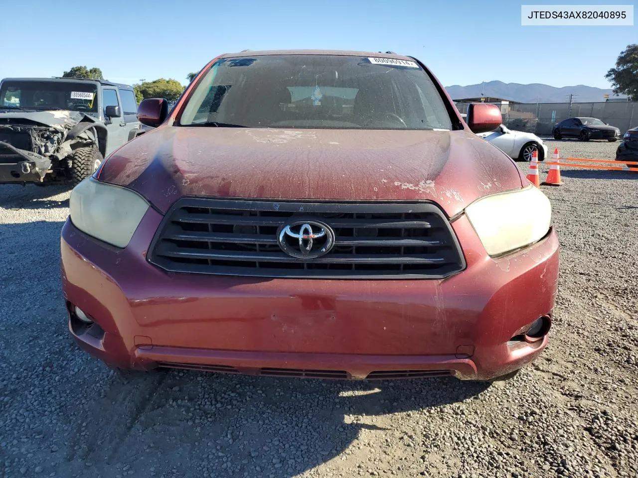 2008 Toyota Highlander Sport VIN: JTEDS43AX82040895 Lot: 80096914