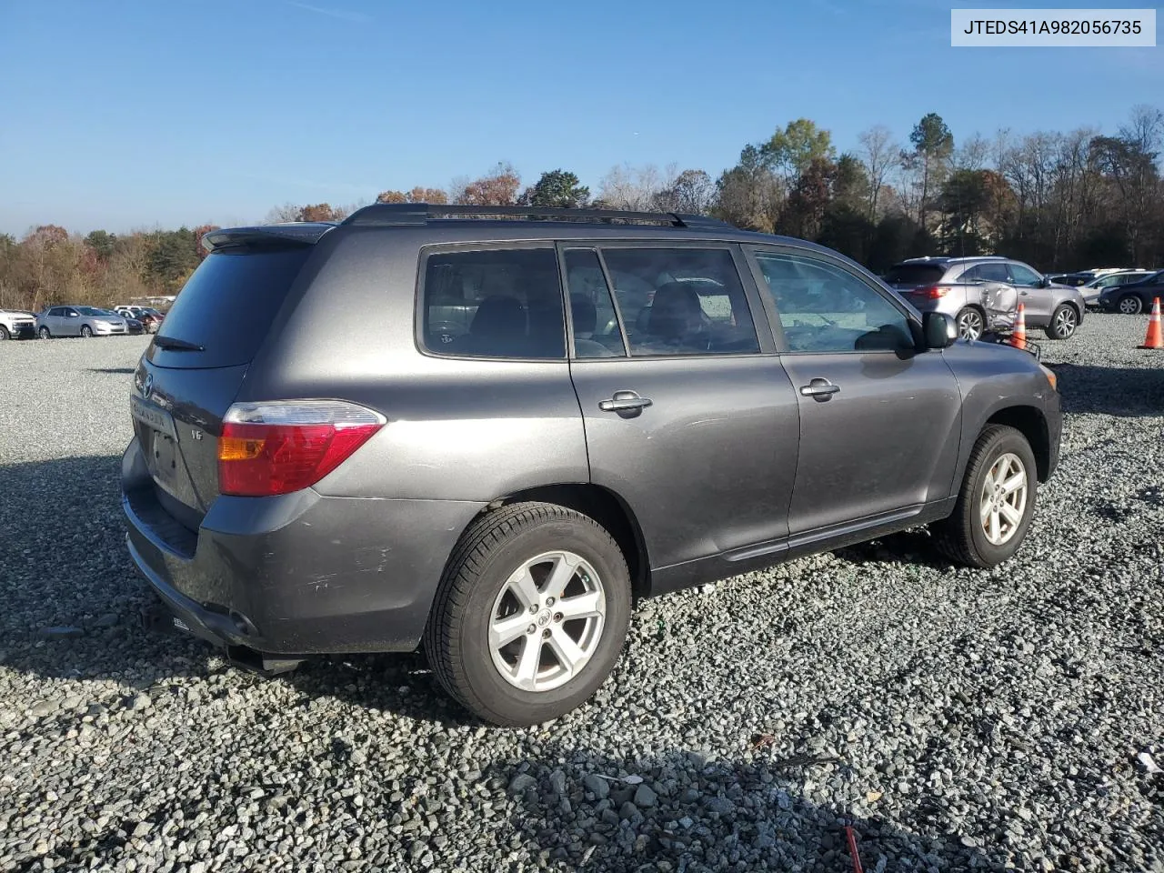 2008 Toyota Highlander VIN: JTEDS41A982056735 Lot: 80216864