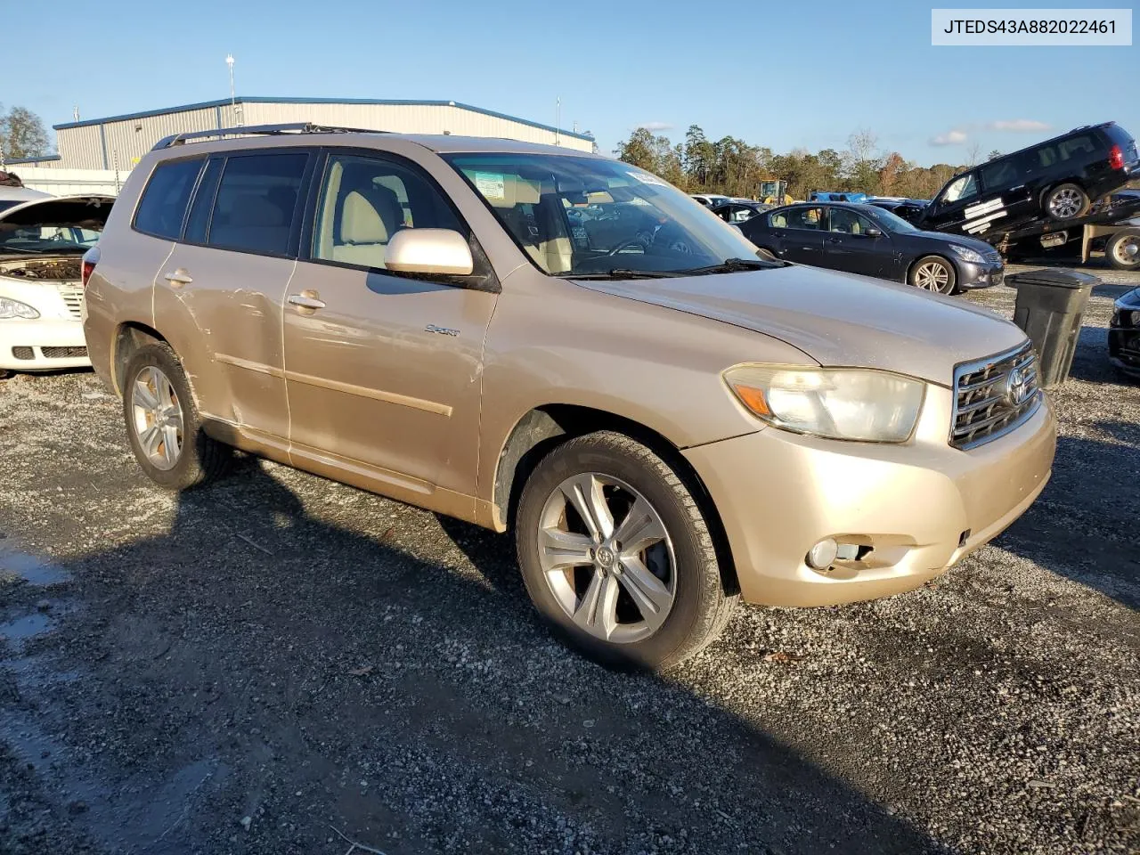 2008 Toyota Highlander Sport VIN: JTEDS43A882022461 Lot: 80534274