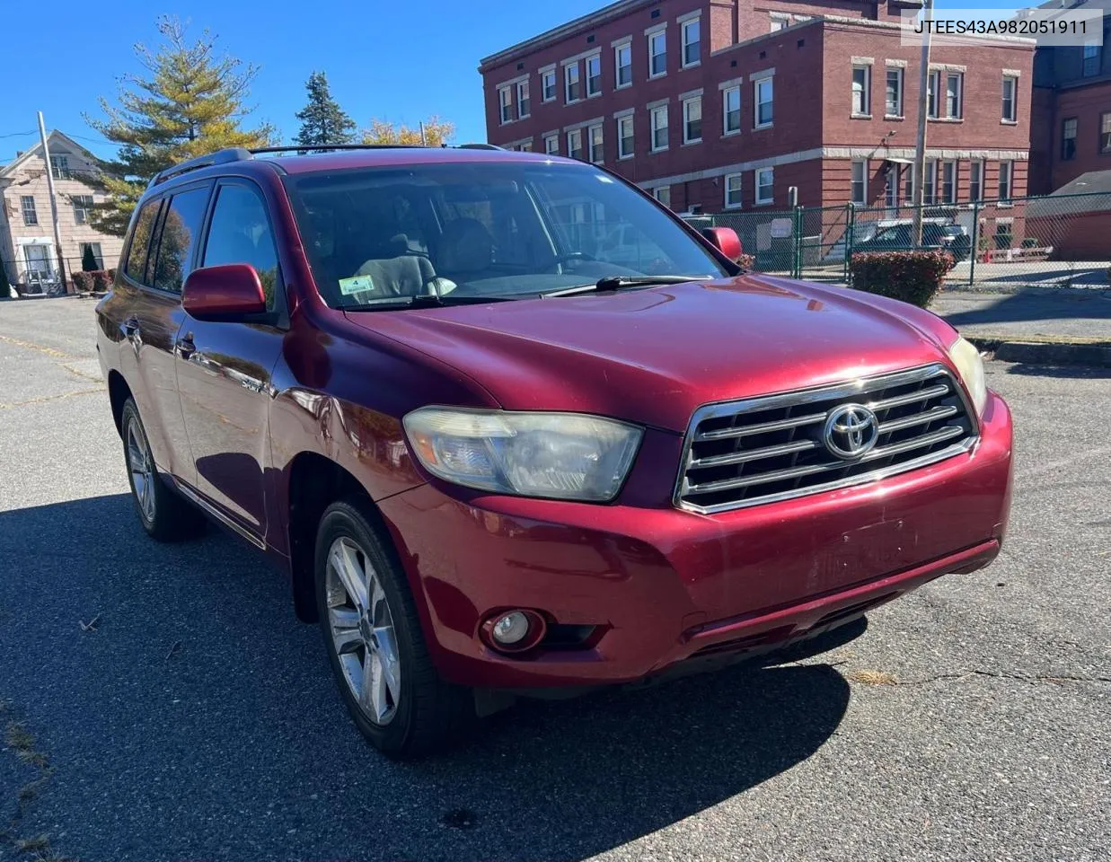 2008 Toyota Highlander Sport VIN: JTEES43A982051911 Lot: 80980884