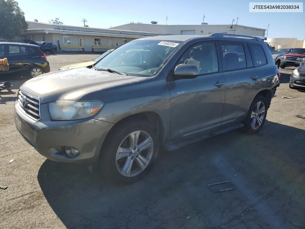 2008 Toyota Highlander Sport VIN: JTEES43A982038334 Lot: 81000204