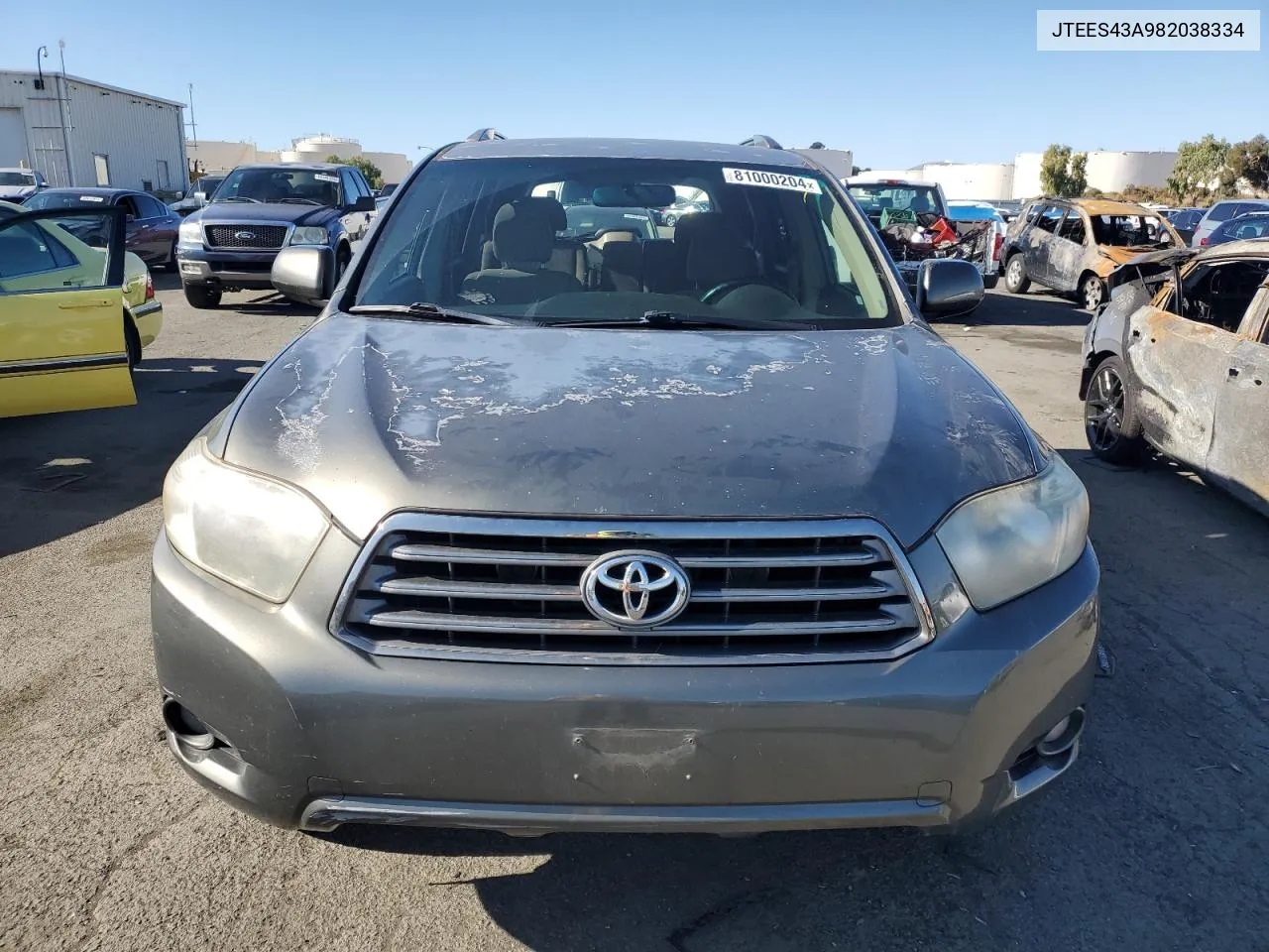 2008 Toyota Highlander Sport VIN: JTEES43A982038334 Lot: 81000204