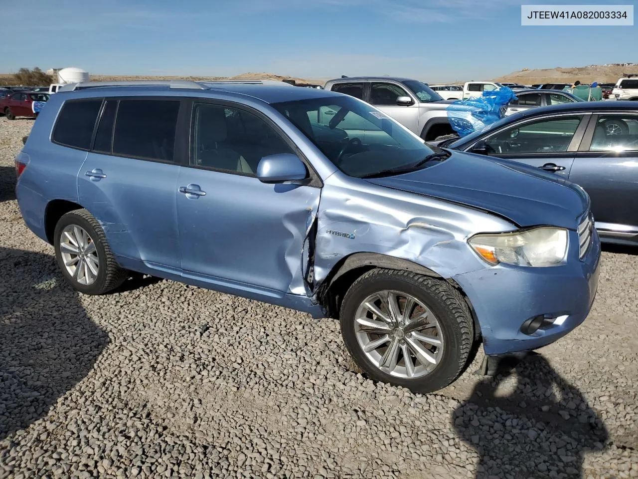 2008 Toyota Highlander Hybrid VIN: JTEEW41A082003334 Lot: 81345814