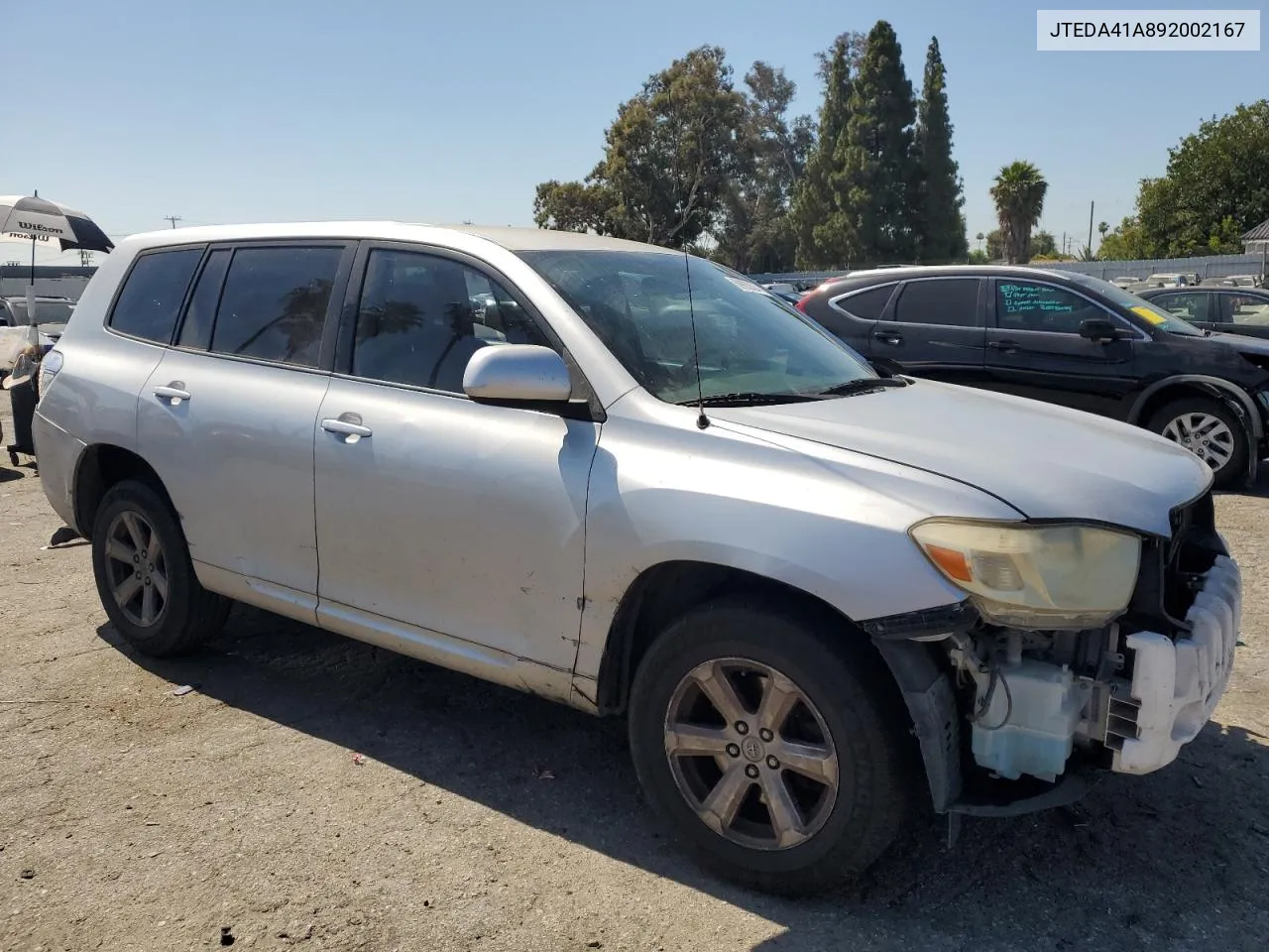 2009 Toyota Highlander VIN: JTEDA41A892002167 Lot: 59903624