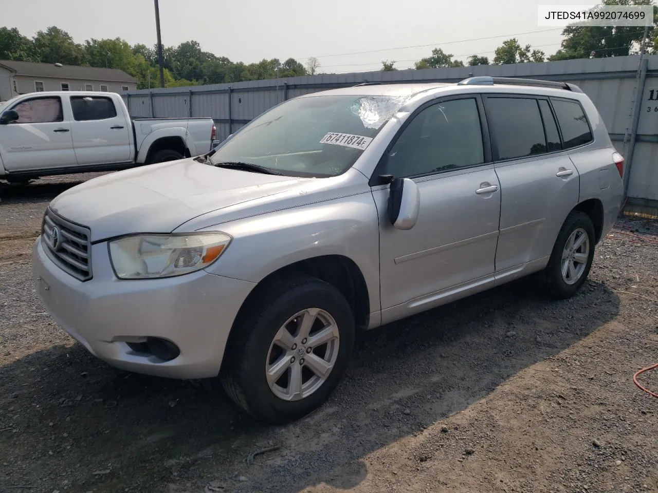 2009 Toyota Highlander VIN: JTEDS41A992074699 Lot: 67411874