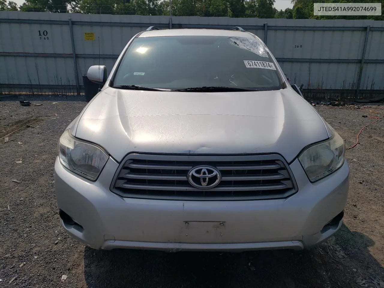 2009 Toyota Highlander VIN: JTEDS41A992074699 Lot: 67411874