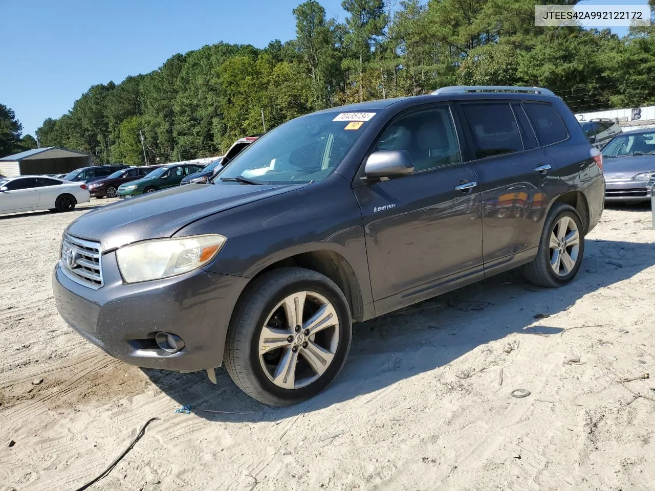 2009 Toyota Highlander Limited VIN: JTEES42A992122172 Lot: 70435734