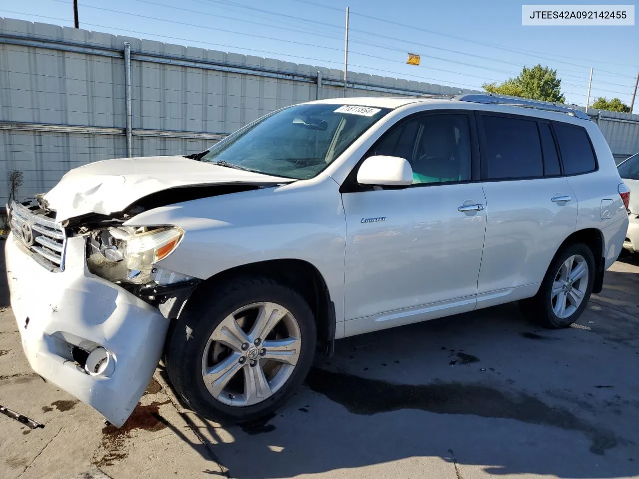 2009 Toyota Highlander Limited VIN: JTEES42A092142455 Lot: 71811864