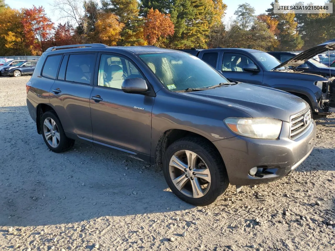 2009 Toyota Highlander Sport VIN: JTEES43A192150448 Lot: 77234044