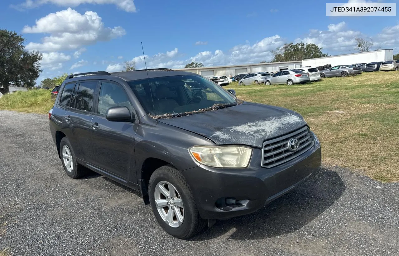 2009 Toyota Highlander VIN: JTEDS41A392074455 Lot: 78906874