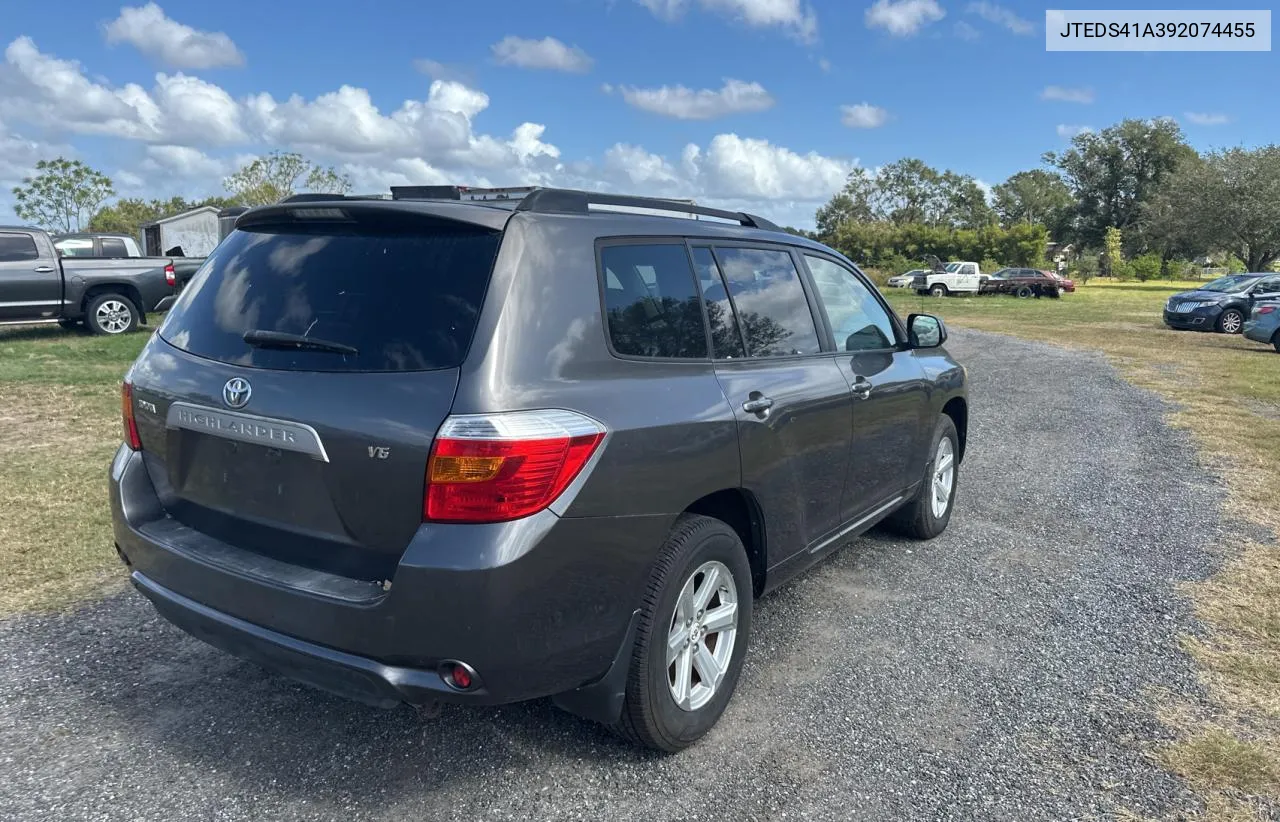 2009 Toyota Highlander VIN: JTEDS41A392074455 Lot: 78906874