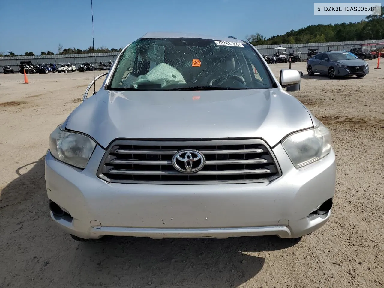 2010 Toyota Highlander VIN: 5TDZK3EH0AS005781 Lot: 70708124