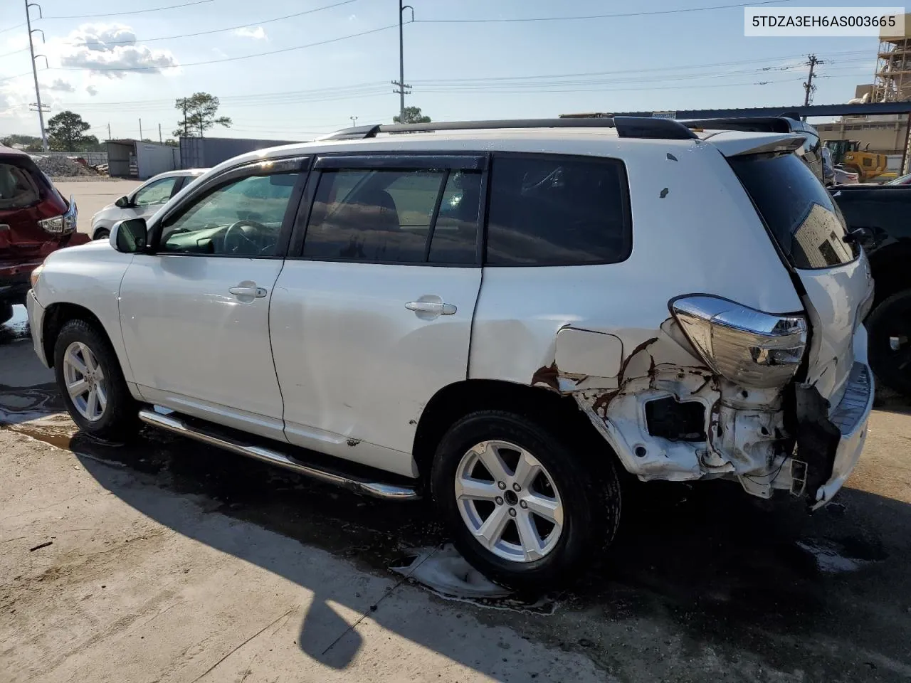 2010 Toyota Highlander VIN: 5TDZA3EH6AS003665 Lot: 73795524