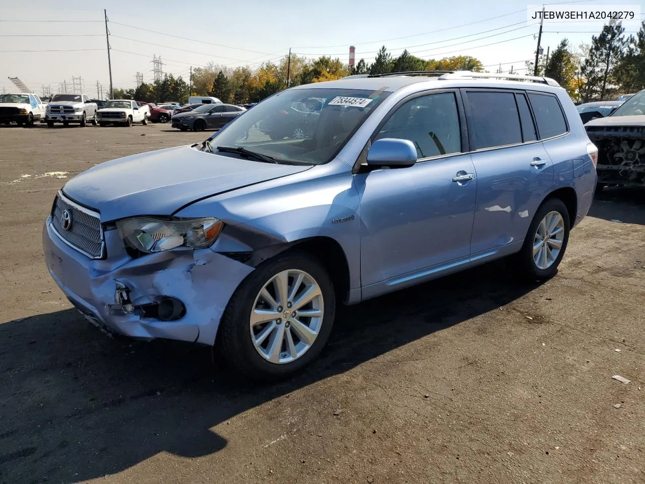 2010 Toyota Highlander Hybrid VIN: JTEBW3EH1A2042279 Lot: 75344574