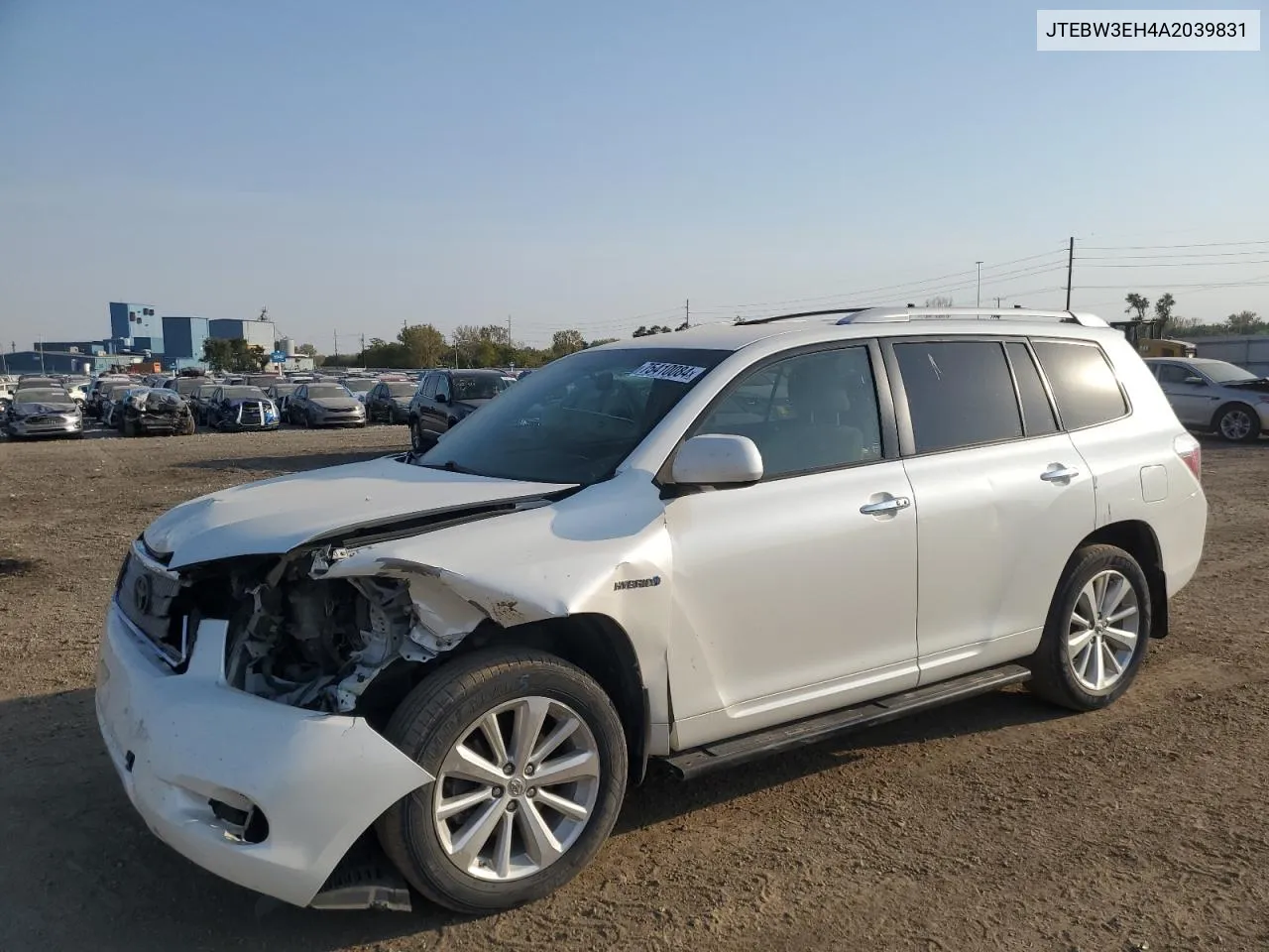 2010 Toyota Highlander Hybrid VIN: JTEBW3EH4A2039831 Lot: 75410084