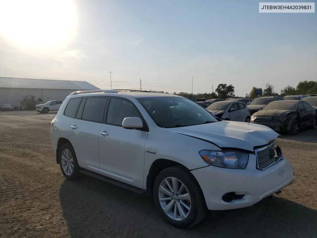 2010 Toyota Highlander Hybrid VIN: JTEBW3EH4A2039831 Lot: 75410084