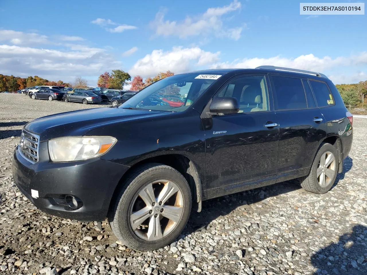 2010 Toyota Highlander Limited VIN: 5TDDK3EH7AS010194 Lot: 75482184